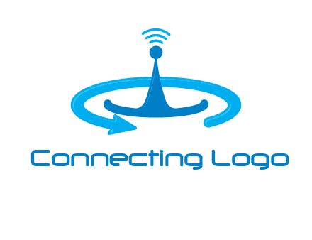 antenna with arrow in communication logo