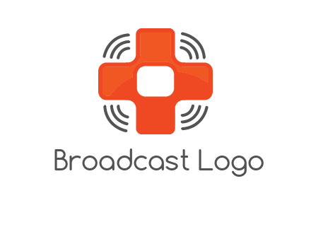 cross with broadcasting waves in communication logo