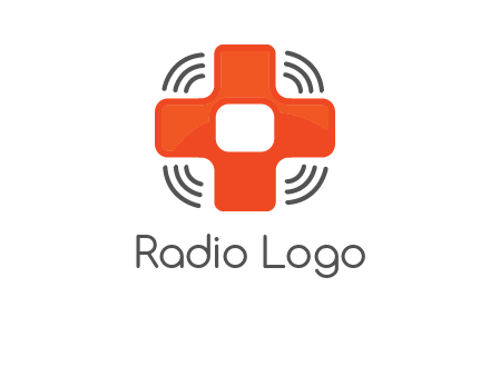 cross with broadcasting waves in communication logo