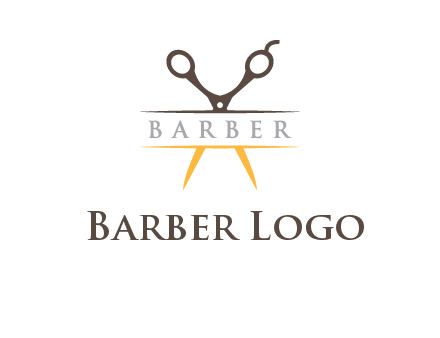 open scissors in barber logo