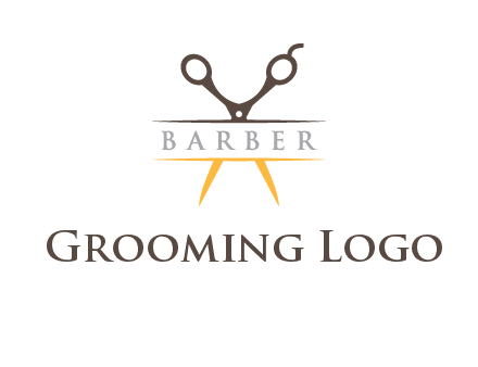 open scissors in barber logo