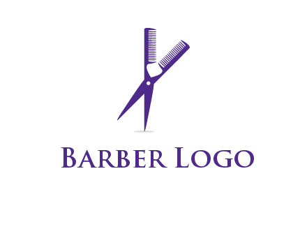 comb and scissors barber logo