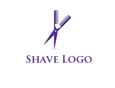 comb and scissors barber logo