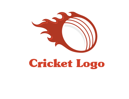 cricket ball fire sports logo