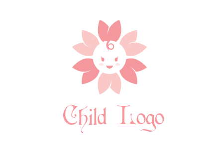 flower with a child face logo