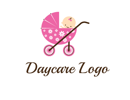 baby in stroller childcare logo