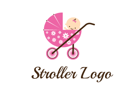 baby in stroller childcare logo