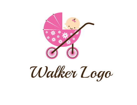 baby in stroller childcare logo