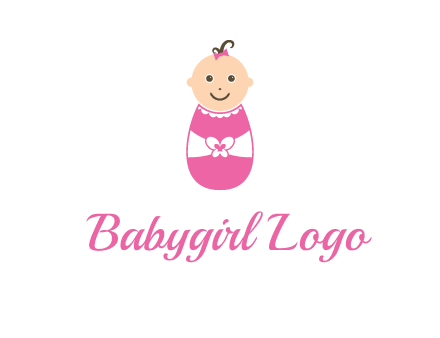 childcare logo with a baby in pink