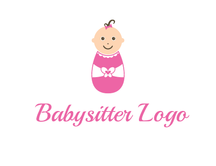 childcare logo with a baby in pink