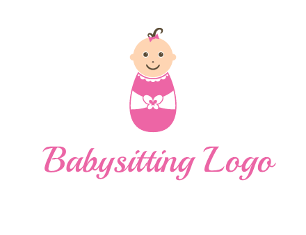 childcare logo with a baby in pink