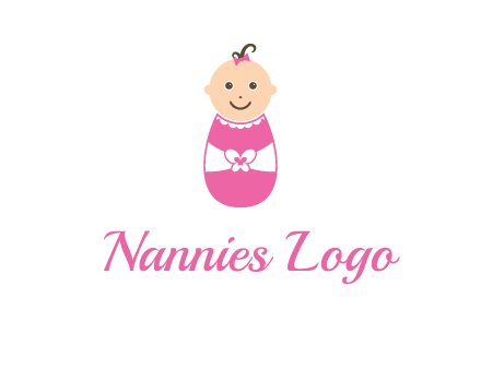 childcare logo with a baby in pink