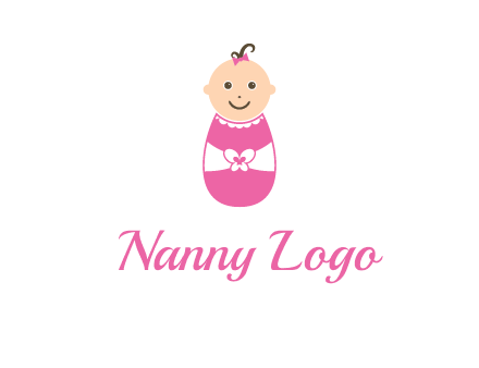 childcare logo with a baby in pink