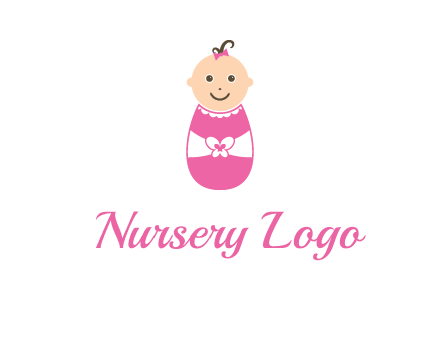 childcare logo with a baby in pink