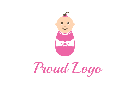 childcare logo with a baby in pink